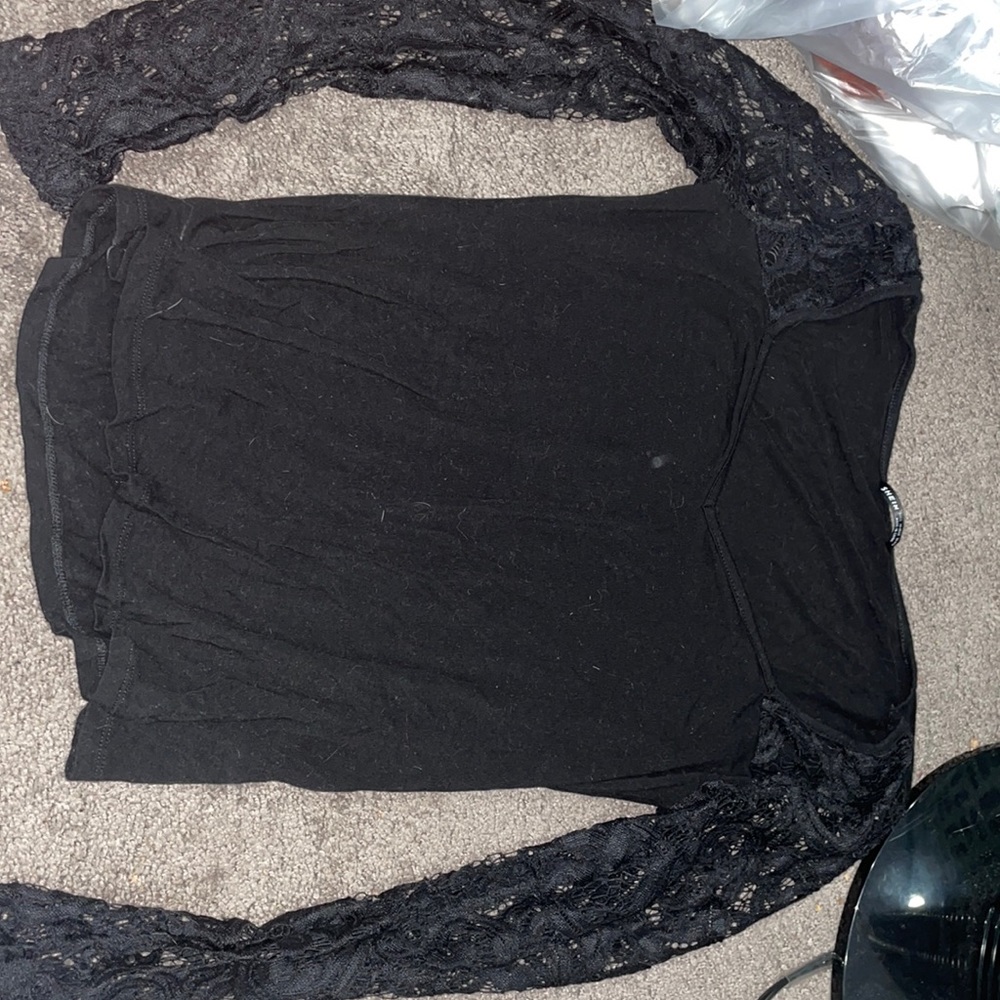 Black Shirt with lace sleeves